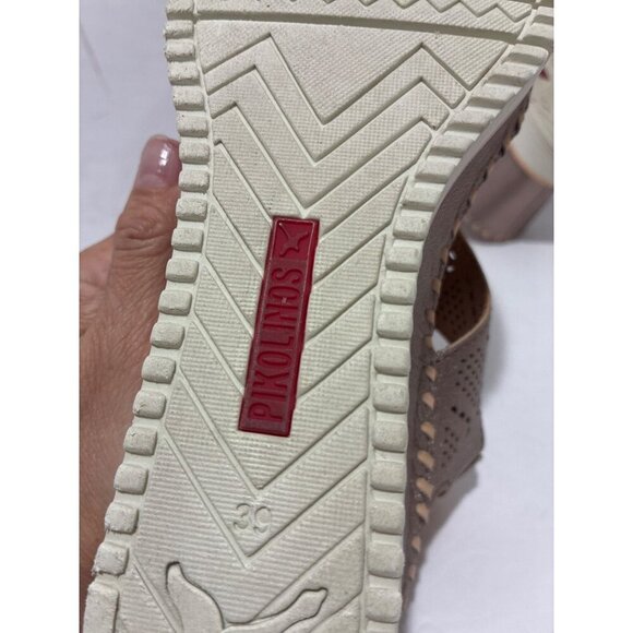 Pikolinos Sandals Womens Wedge Leather Aquadulce color Metalica size 8 slingback - Picture 6 of 7